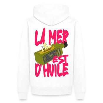 Ruhiges Meer, mediterrane Pop-Art, französisches Sprichwort - Männer Premium Bio Hoodie - Weiß - Hinten - Nico (187cm)