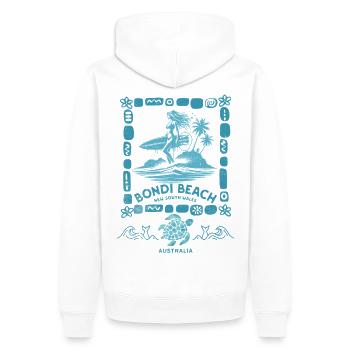Bondi Beach Türkisfarbene Palmeninsel - Männer Premium Bio Hoodie - Weiß - Hinten - Nico (187cm)