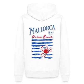 Mallorca 2022 Palma Beach Crabe - Sweat à capuche Premium bio Homme - blanc - Dos - Nico (187cm)