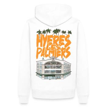 Hyeres Palmiers Graffiti - Männer Premium Bio Hoodie - Weiß - Hinten - Nico (187cm)