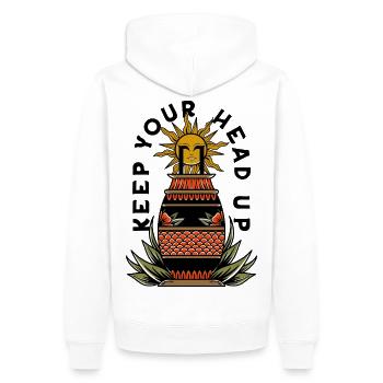 Keep Your Head Up - Men’s Premium Organic Hoodie - white - Back - Nico (187cm)