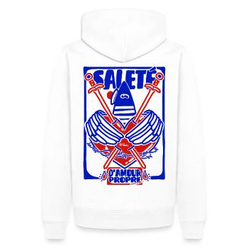 Dreck der Selbstliebe - Männer Premium Bio Hoodie - Weiß - Hinten - Nico (187cm)