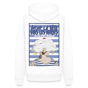 Nuage et tatouages marins - Sweat à capuche Premium bio Homme - blanc - Dos - Nico (187cm)