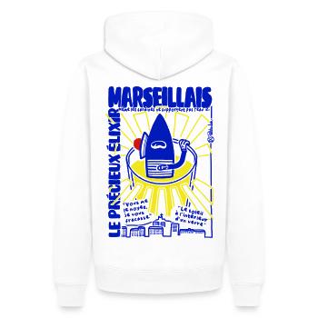 Apéritif Marseillais  - Sweat à capuche Premium bio Homme - blanc - Dos - Nico (187cm)