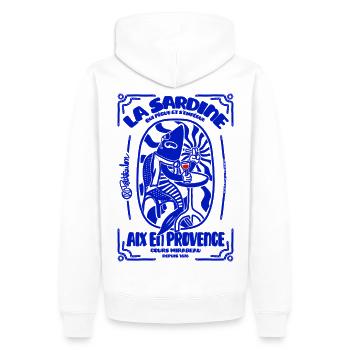 Sardine Aix En Provence - Sweat à capuche Premium bio Homme - blanc - Dos - Nico (187cm)