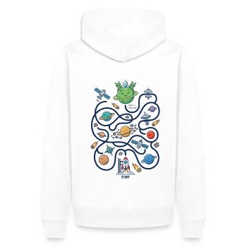 Cosmic Cutie: Galaktisches Labyrinth - Männer Premium Bio Hoodie - Weiß - Hinten - Nico (187cm)