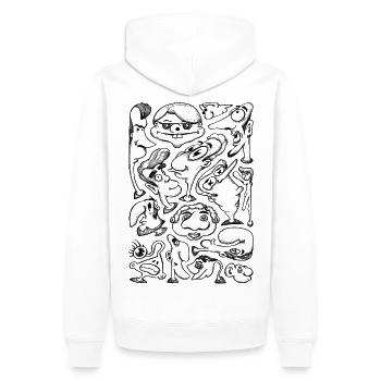 Cartoon Faces - Men’s Premium Organic Hoodie - white - Back - Nico (187cm)