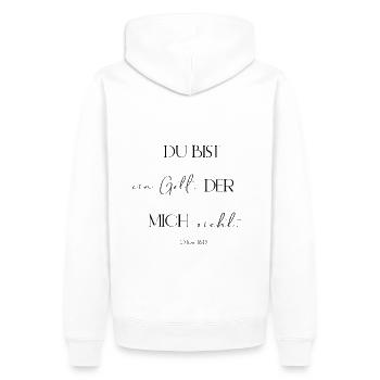Du bist ein Gott, der mich sieht - Männer Premium Bio Hoodie - Weiß - Hinten - Nico (187cm)