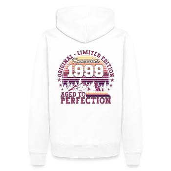 Jahrgang 1999 Geburtstag Geschenk November - Männer Premium Bio Hoodie - Weiß - Hinten - Nico (187cm)