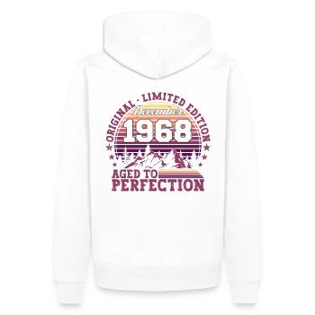 Original December 1968 54th Birthday Gift - Men’s Premium Organic Hoodie - white - Back - Nico (187cm)