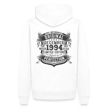 Décembre Né 1994 Cadeau du 28e anniversaire - Sweat à capuche Premium bio Homme - blanc - Dos - Nico (187cm)