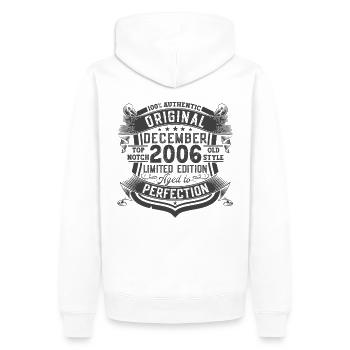December Year 2006 16th birthday gift - Men’s Premium Organic Hoodie - white - Back - Nico (187cm)