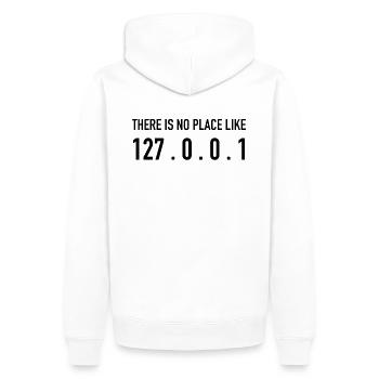 There is no place like 127.0.0.1 - Sweat à capuche Premium bio Homme - blanc - Dos - Nico (187cm)
