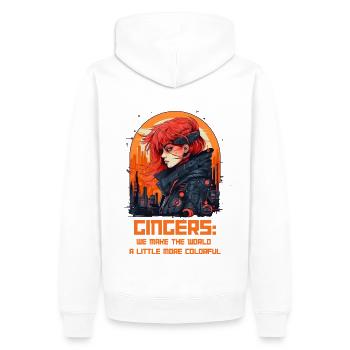 Gingers Make the World a Brighter Place - Men’s Premium Organic Hoodie - white - Back - Nico (187cm)