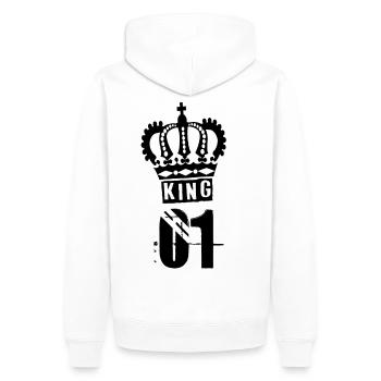 KING - Männer Premium Bio Hoodie - Weiß - Hinten - Nico (187cm)