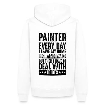 Peintre et Peintre Varnisher Peintre Peintre - Sweat à capuche Premium bio Homme - blanc - Dos - Nico (187cm)