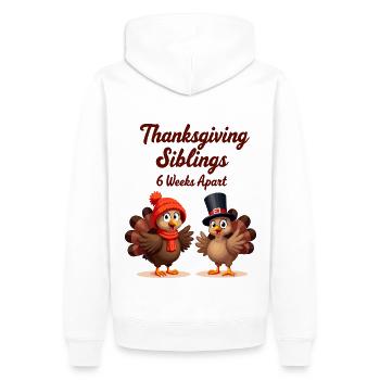 Thanksgiving Siblings - Men’s Premium Organic Hoodie - white - Back - Nico (187cm)