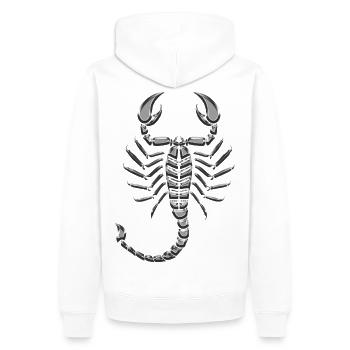 Chrome métallique Scorpion - Sweat à capuche Premium bio Homme - blanc - Dos - Nico (187cm)