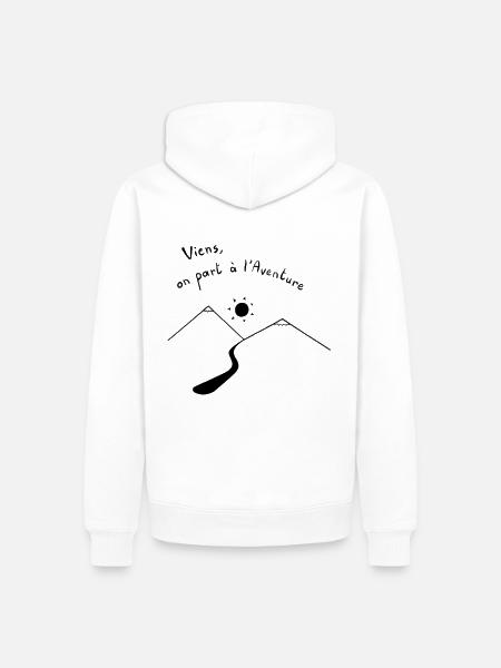 Viens, on part à l'Aventure - Sweat à capuche Premium bio Homme - blanc