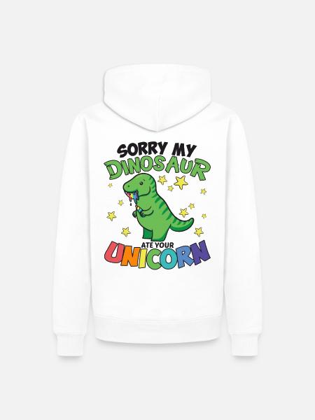 Dinosaure mangeant une dinosaure - Sweat à capuche Premium bio Homme - blanc