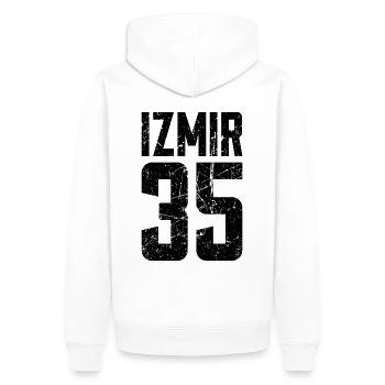 Izmir 35 Turquie Turkiye Cadeau Vacances TR Turk - Sweat à capuche Premium bio Homme - blanc - Dos - Nico (187cm)