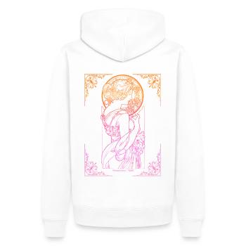 Alfons Mucha - Männer Premium Bio Hoodie - Weiß - Hinten - Nico (187cm)