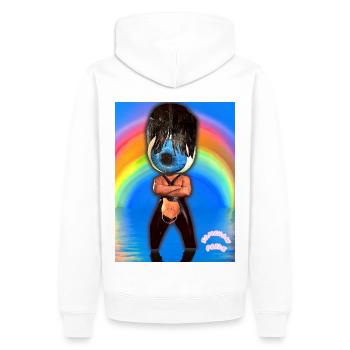 Somehow Pride - Männer Premium Bio Hoodie - Weiß - Hinten - Nico (187cm)