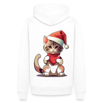 Katze Katzen Kätzchen Nikolaus Santa Xmas - Männer Premium Bio Hoodie - Weiß - Hinten - Nico (187cm)