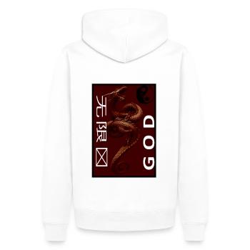 Dragon GOD - Männer Premium Bio Hoodie - Weiß - Hinten - Nico (187cm)