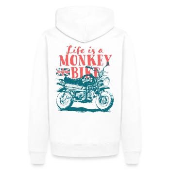 Life is a monkey bike - Men’s Premium Organic Hoodie - white - Back - Nico (187cm)