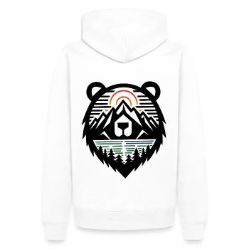Bear Silhouette & Mountains - Men’s Premium Organic Hoodie - white - Back - Nico (187cm)