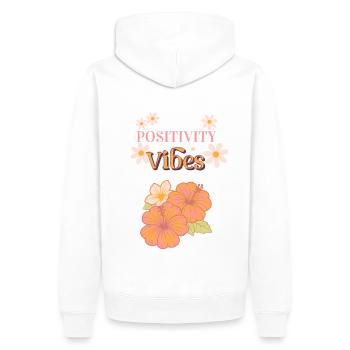 Positivité – Flower Power - Sweat à capuche Premium bio Homme - blanc - Dos - Nico (187cm)