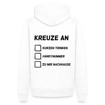 Kreuze an Dating Single Partyhit Club - Männer Premium Bio Hoodie - Weiß - Hinten - Nico (187cm)