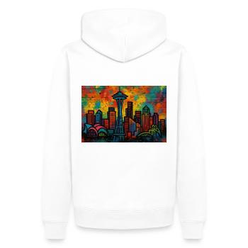 Graffiti der Seattle Skyline - Men’s Premium Organic Hoodie - white - Back - Nico (187cm)
