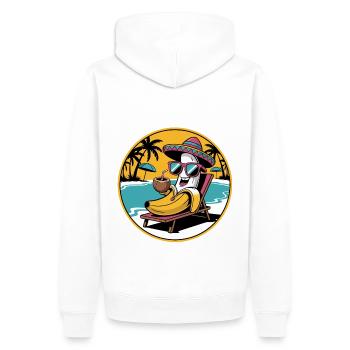 Lustige Banane mit Sonnenbrille am Strand - Männer Premium Bio Hoodie - Weiß - Hinten - Nico (187cm)
