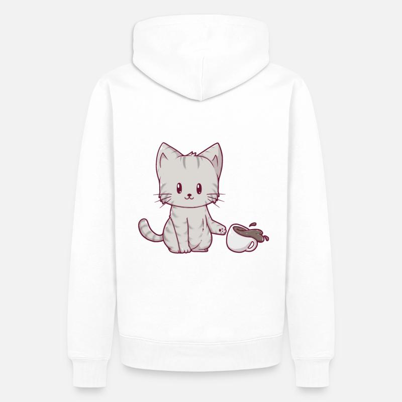 Chat mignon avec café - Sweat à capuche Premium bio Homme - blanc