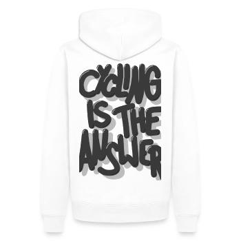 Cycling is the answer grau - Männer Premium Bio Hoodie - Weiß - Hinten - Nico (187cm)