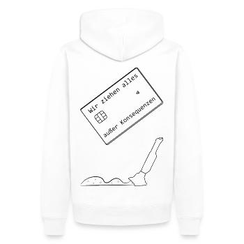 Wir ziehen alles außer Konsequenzen - Männer Premium Bio Hoodie - Weiß - Hinten - Nico (187cm)