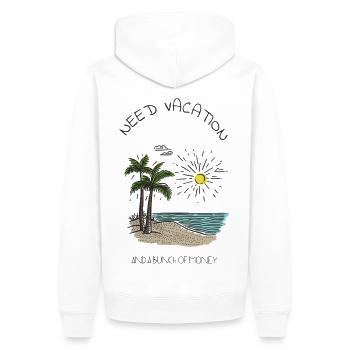 Need Vacation - Men’s Premium Organic Hoodie - white - Back - Nico (187cm)