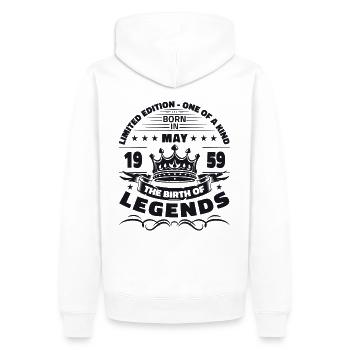 Geburtstag 1959 Mai 1959 Jahrgang 1959 Legende 59 - Männer Premium Bio Hoodie - Weiß - Hinten - Nico (187cm)