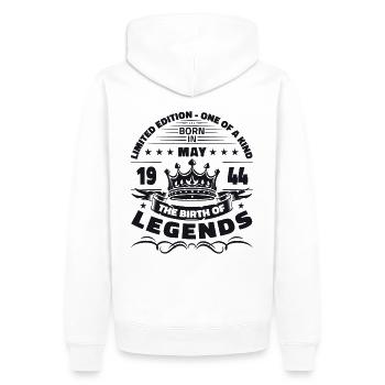 Mai 1944 Millésime 1944 Anniversaire 1944 Légende 44 - Sweat à capuche Premium bio Homme - blanc - Dos - Nico (187cm)