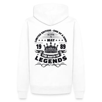 Birthday 1989 May 1989 Vintage 1989 Legend 89 - Men’s Premium Organic Hoodie - white - Back - Nico (187cm)