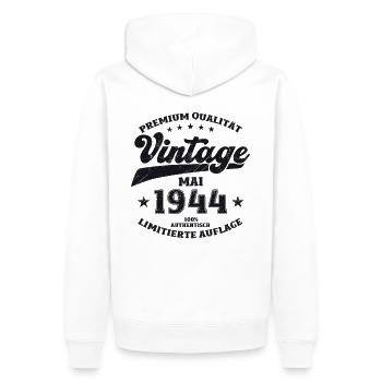 Millésime Mai 1944 Cru 1944 Anniversaire 1944 - Sweat à capuche Premium bio Homme - blanc - Dos - Nico (187cm)