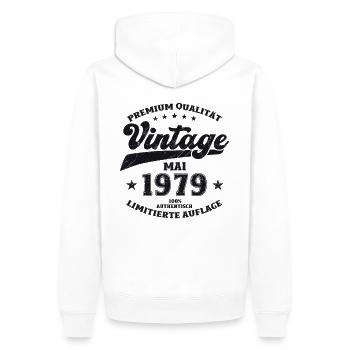 Millésime Mai 1979 Cru 1979 Anniversaire 1979 - Sweat à capuche Premium bio Homme - blanc - Dos - Nico (187cm)