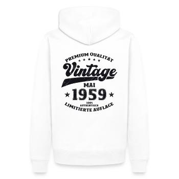 Millésime Mai 1959 Cru 1959 Anniversaire 1959 - Sweat à capuche Premium bio Homme - blanc - Dos - Nico (187cm)