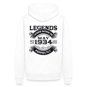 Legende Mai 1934 Jahrgang 1934 Geburtstag 1934 - Männer Premium Bio Hoodie - Weiß - Hinten - Nico (187cm)