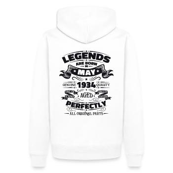 Légende Mai 1934 Né en 1934 Anniversaire 1934 - Sweat à capuche Premium bio Homme - blanc - Dos - Nico (187cm)