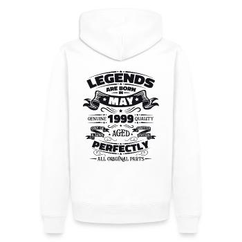 Légende Mai 1999 Millésime 1999 Anniversaire 1999 - Sweat à capuche Premium bio Homme - blanc - Dos - Nico (187cm)