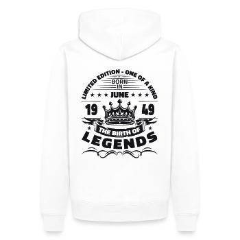 Original Juni 1949 Jahrgang 1949 Geburtstag 1949 - Männer Premium Bio Hoodie - Weiß - Hinten - Nico (187cm)
