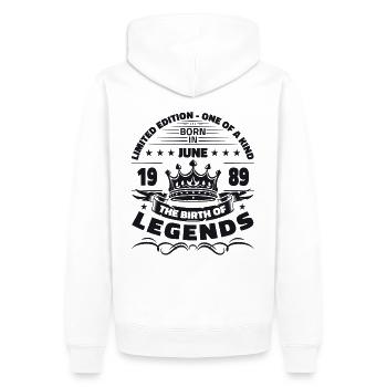 Original June 1989 Born 1989 35th Birthday 89 - Men’s Premium Organic Hoodie - white - Back - Nico (187cm)